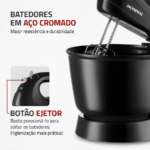 Batedeira Prática Mondial B-44-B 400 W — Batedores em aço cromado e botão ejetor