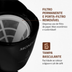 Cafeteira Elétrica Mondial C-30-18X-FB — Filtro permanente, porta-filtro removível e tampa basculante