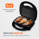 Sanduicheira Fast Grill Mondial S-12 — Função 2 em 1 e grelhas duplas